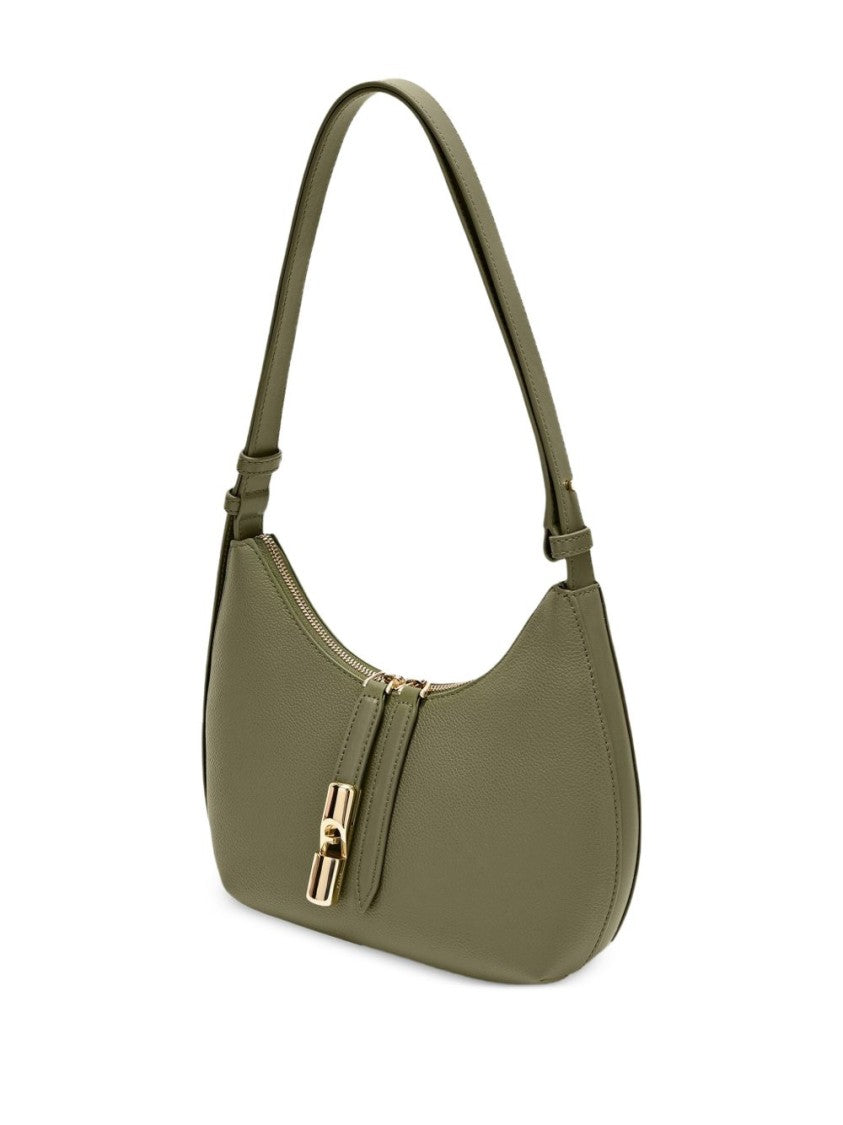 Furla Textured Leather Handbag With Crescent Silhouette
