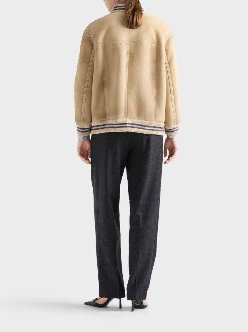 Prada Wide-Leg Pants With High Waist And Pleated Front