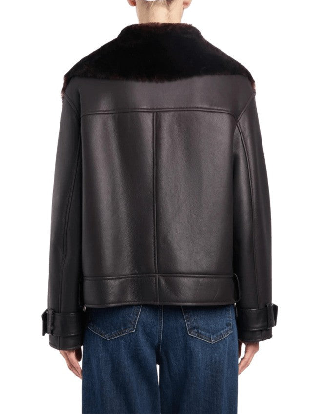 Dondup Loose-Fitting High Collar Leather Jacket