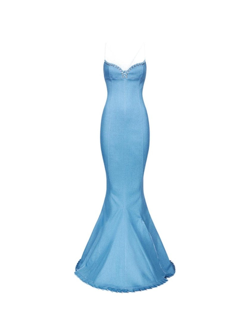 Ludovic De Saint Sernin Mermaid Long Dress Light Blue