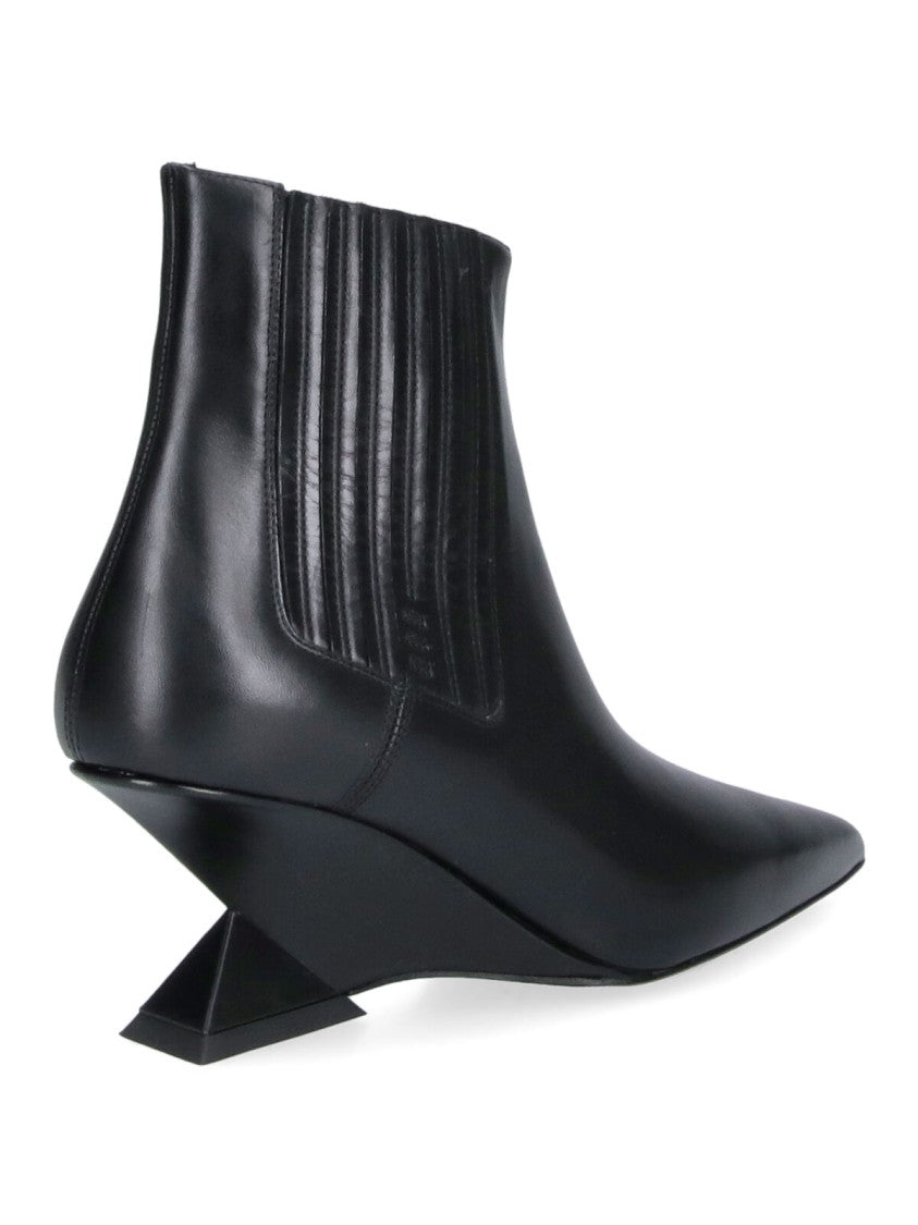 The Attico Ankle Boots With Geometric Heel And Pointed Toe