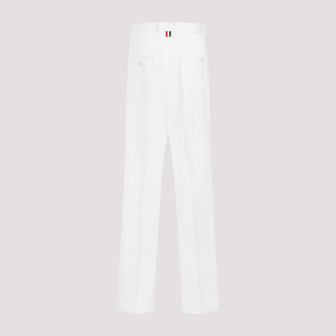 Thom Browne Straight Leg White Cotton Chino Pants