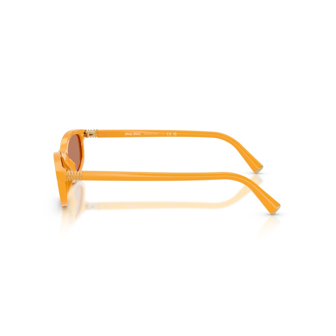 Miu Miu Rectangular Orange Acetate Sunglasses With Metallic Accents