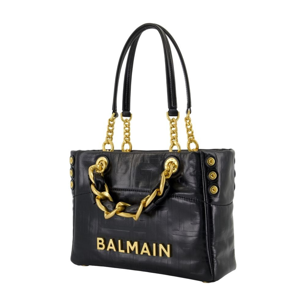 Balmain 1945 Soft Small Shopper Bag - Leather - Black