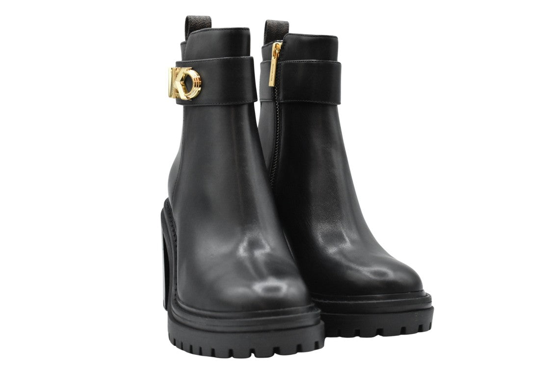 Michael Kors Flat Black Leather Ankle Boots