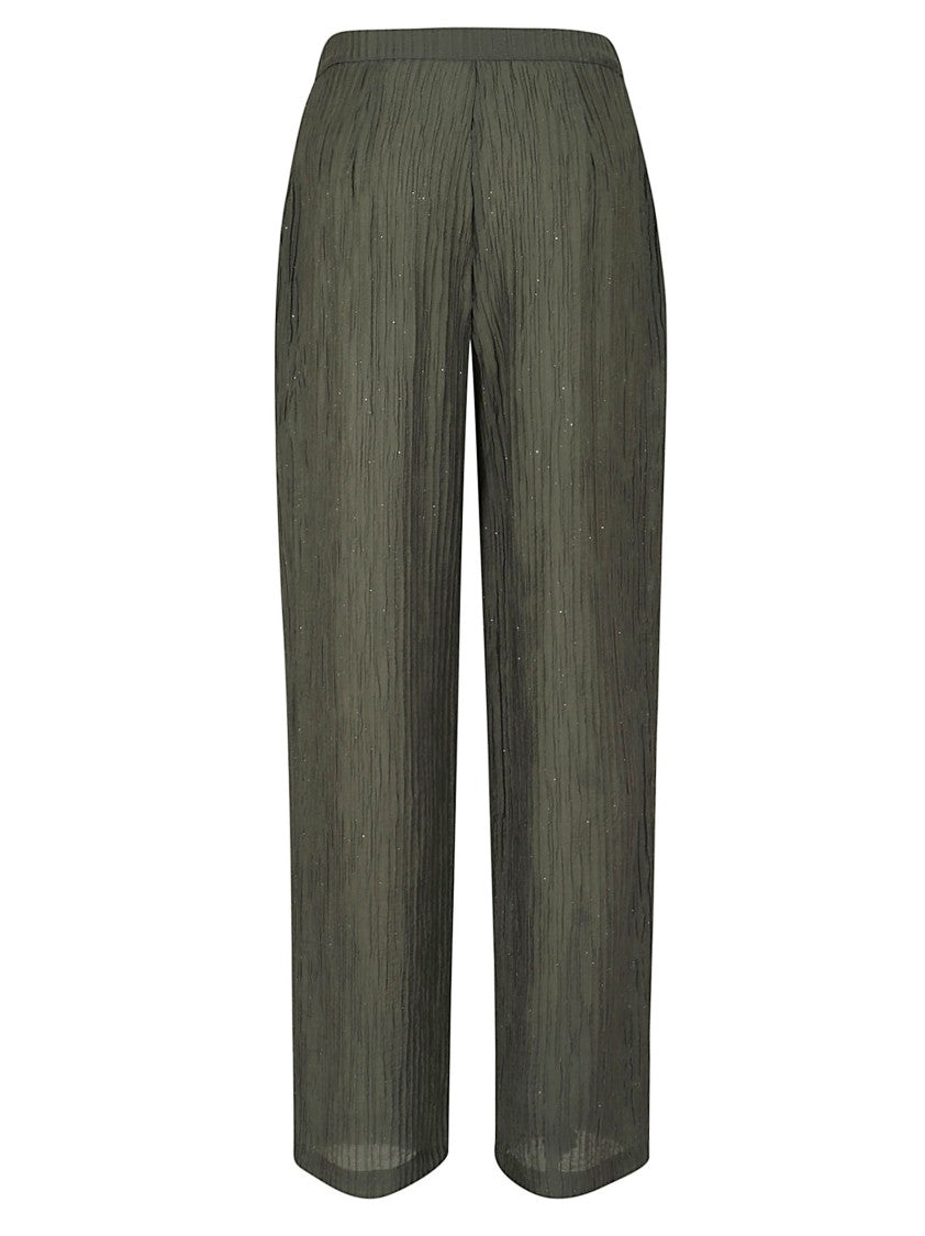 Emporio Armani Pleated Crepon Trousers With Sparkling Finish