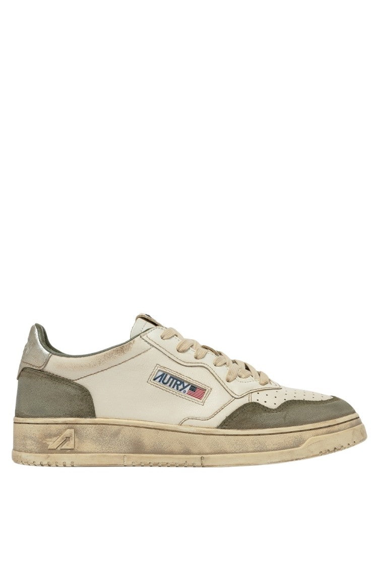 Autry Supvint Lowleat Suede Lizard Silv Sneaker