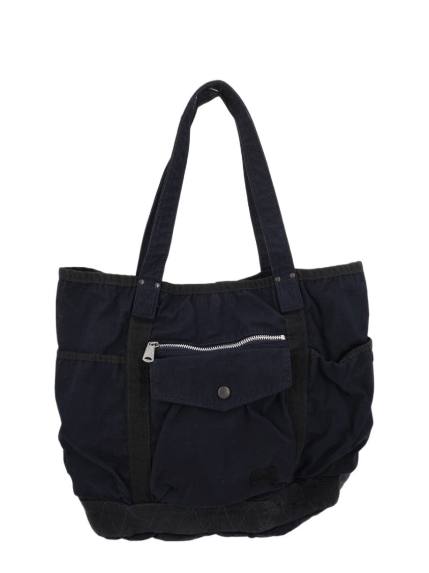Porter-Yoshida & Co. Blue Nylon-Cotton Multi-Pocket Tote Bag