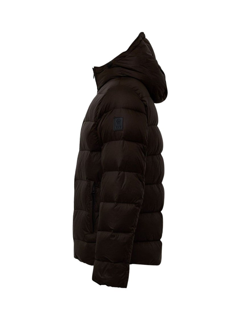 Fay Quilted Hooded Padded Black Down Jacket