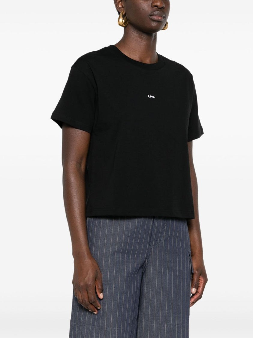 A.P.C. Cropped Cotton Jersey T-Shirt With Minimalist Logo Print