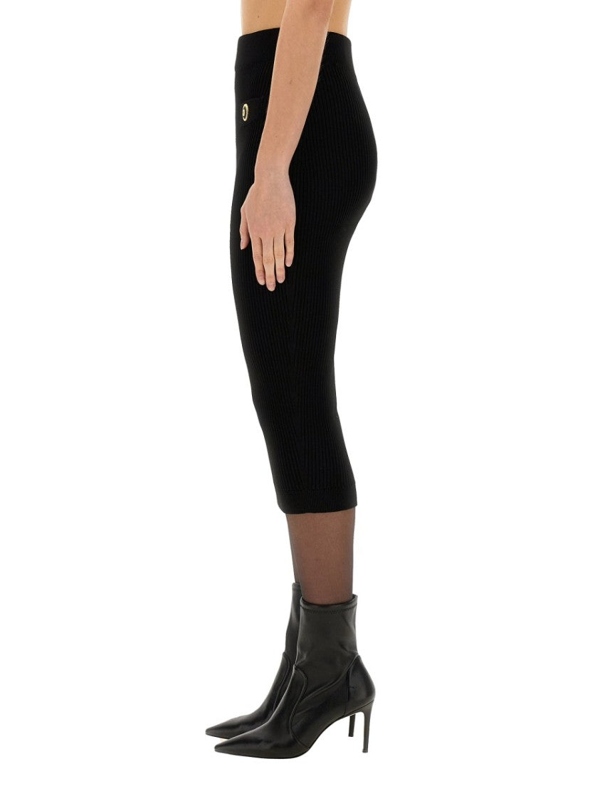 Balmain Ribbed Black Midi Skirt