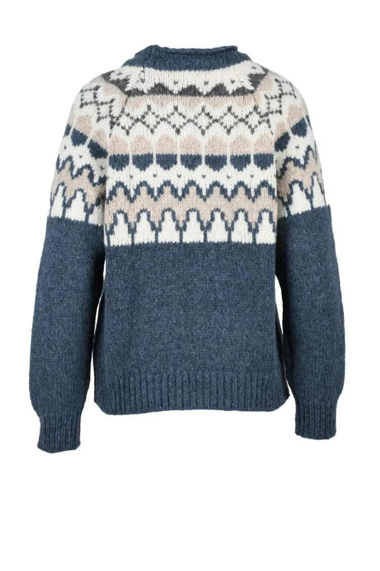 Eleventy Women's Crew Neck Knit - Sky Blue/Beige