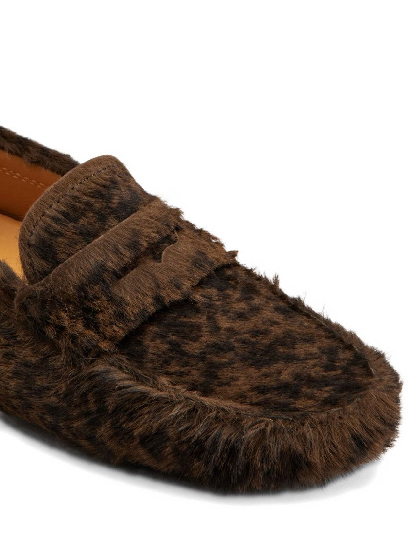 Tod's Slip-On Leopard Print Faux Fur Slippers