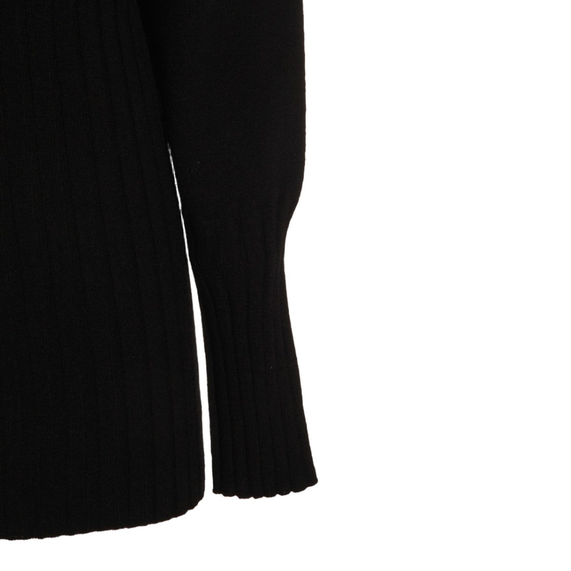 Malo High Turtleneck Black Sweater With Ribbed Details