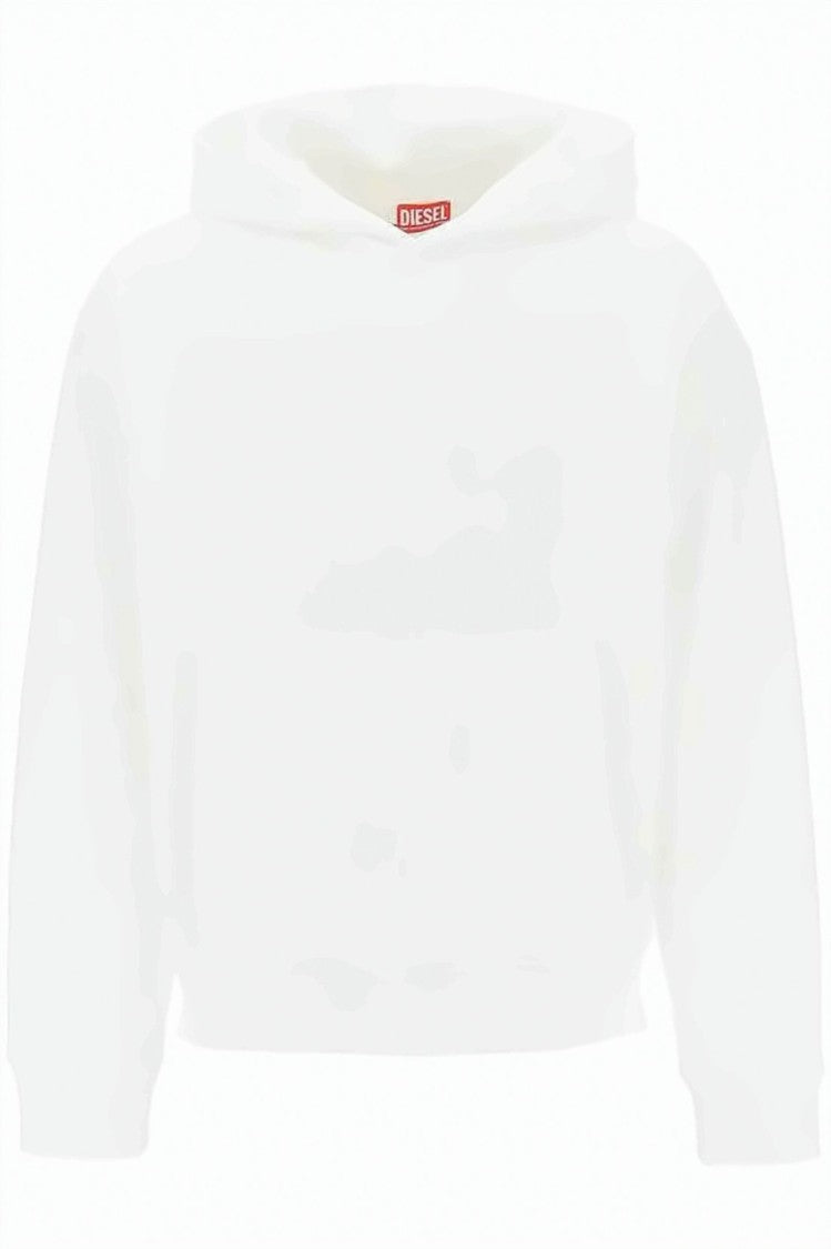 Diesel Relaxed-Fit White Hoodie With Kangaroo Pocket