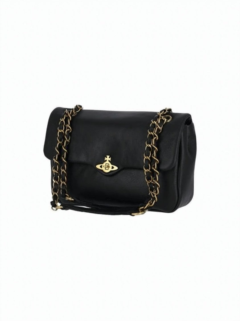 Vivienne Westwood Rectangular Leather Clutch With Gold Emblem