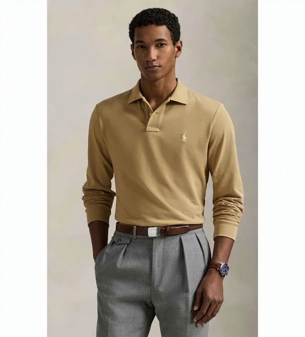 Polo Ralph Lauren Blue Classic Fit Ribbed Cuff Polo Shirt