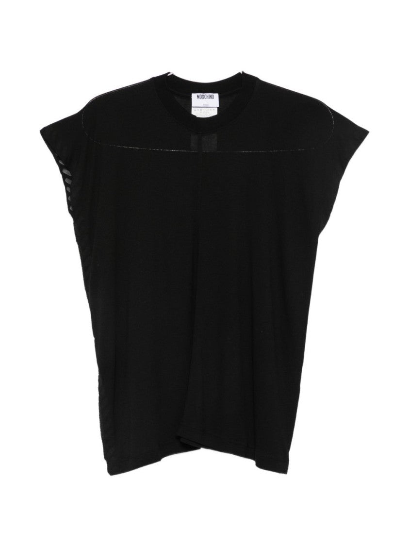 Moschino Black Slub Texture Relaxed Cap Top