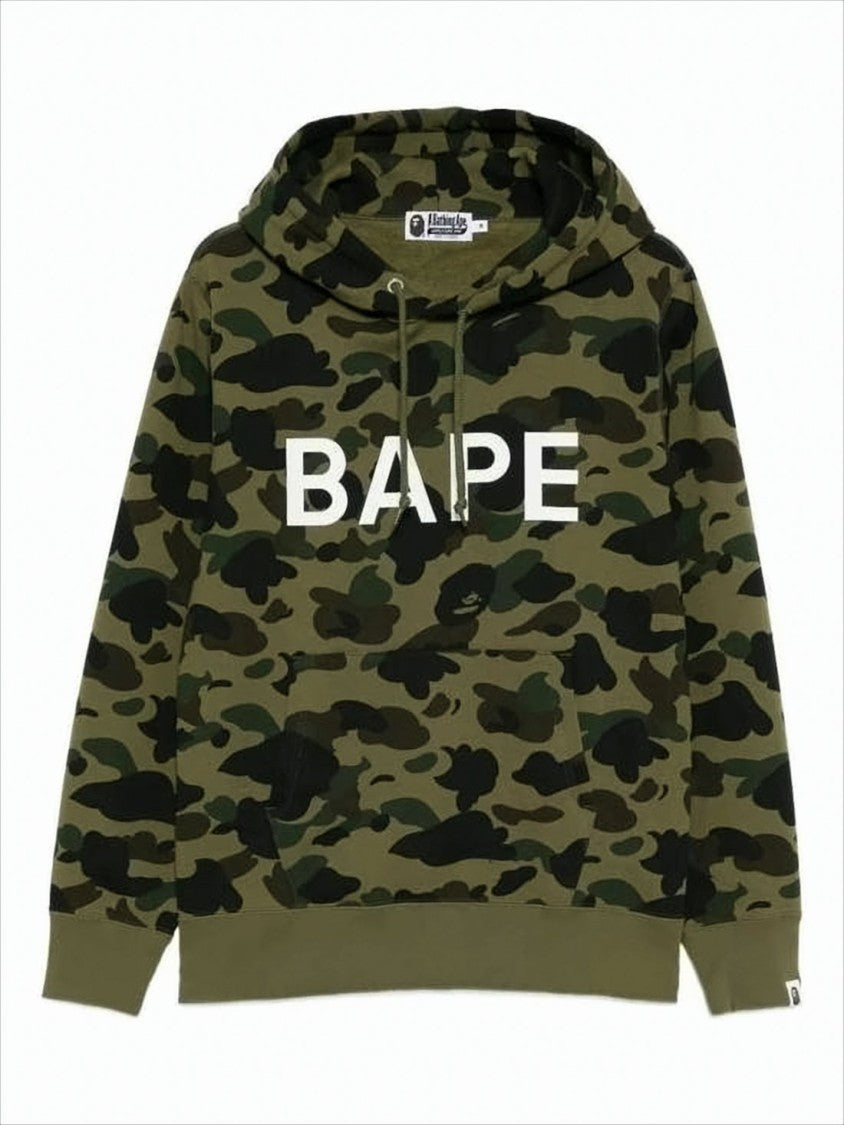Bape Classic Camouflage Hoodie With Bold Lettering