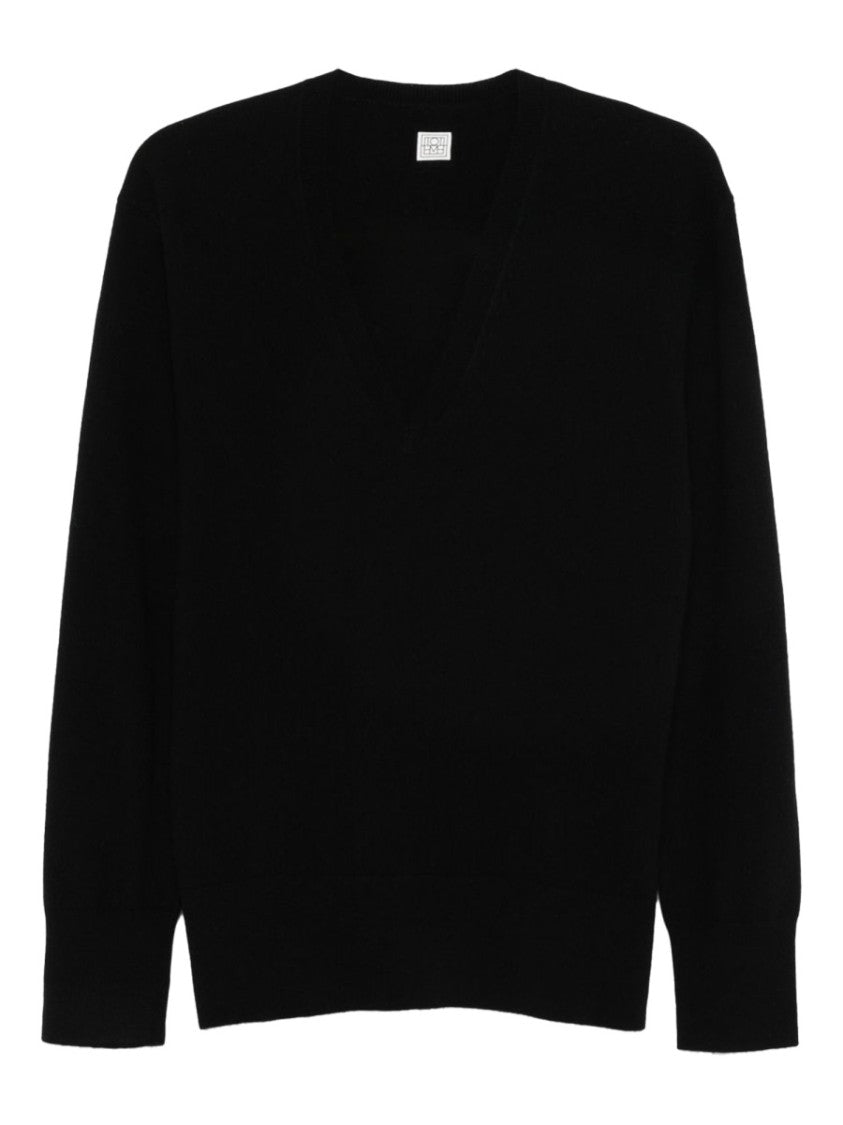 Totême Cashmere Oversized Deep V-Neck Sweater
