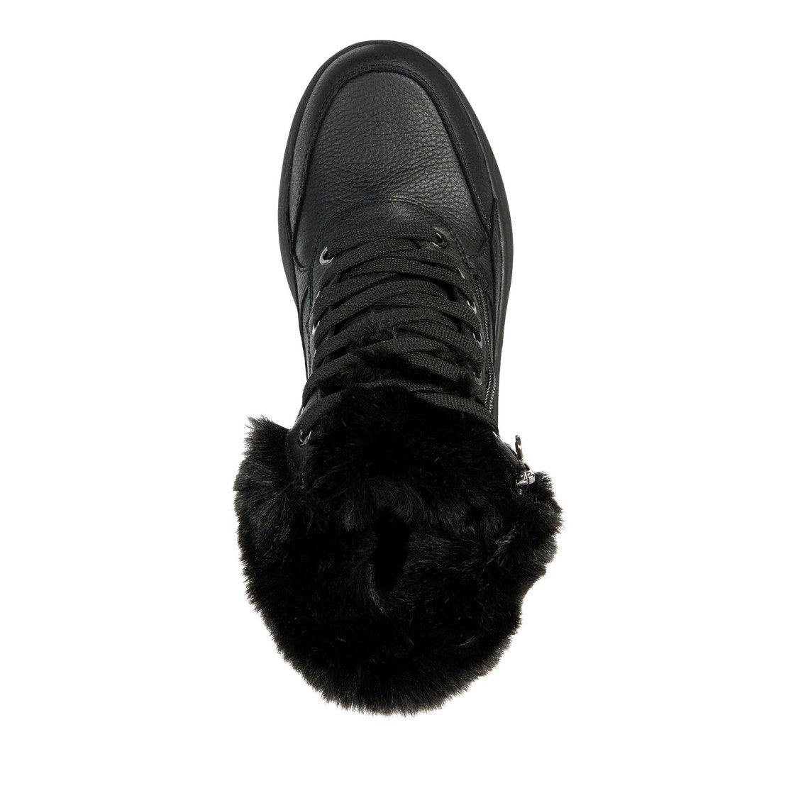 Geox Dalyla Black Plush Fur Collar Ankle Boots