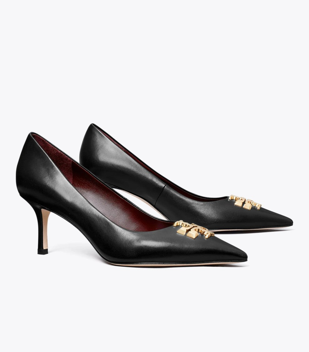 Tory Burch Black Leather Gold Buckle Eleonor Pump