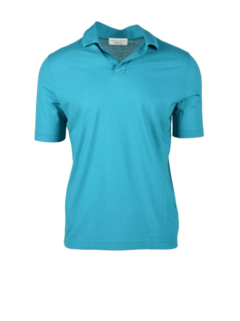 Filippo De Laurentiis Turquoise Cotton Regular Polo Shirt