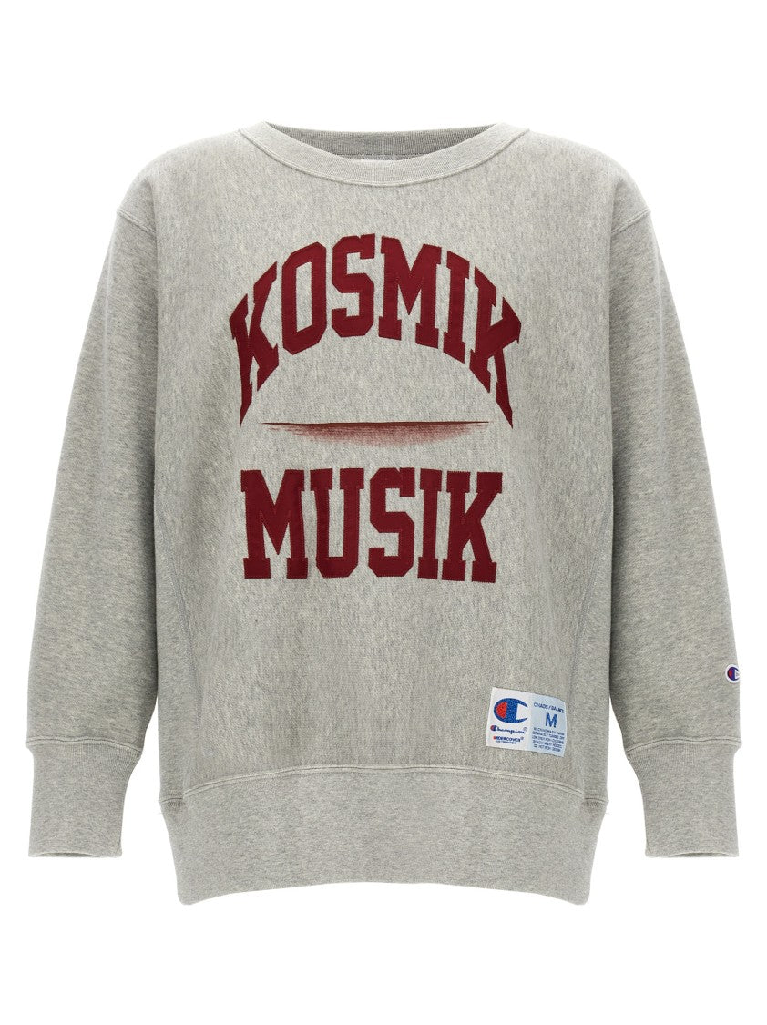 Undercover Oversized Grey Crewneck Sweatshirt With Bold Embroidery