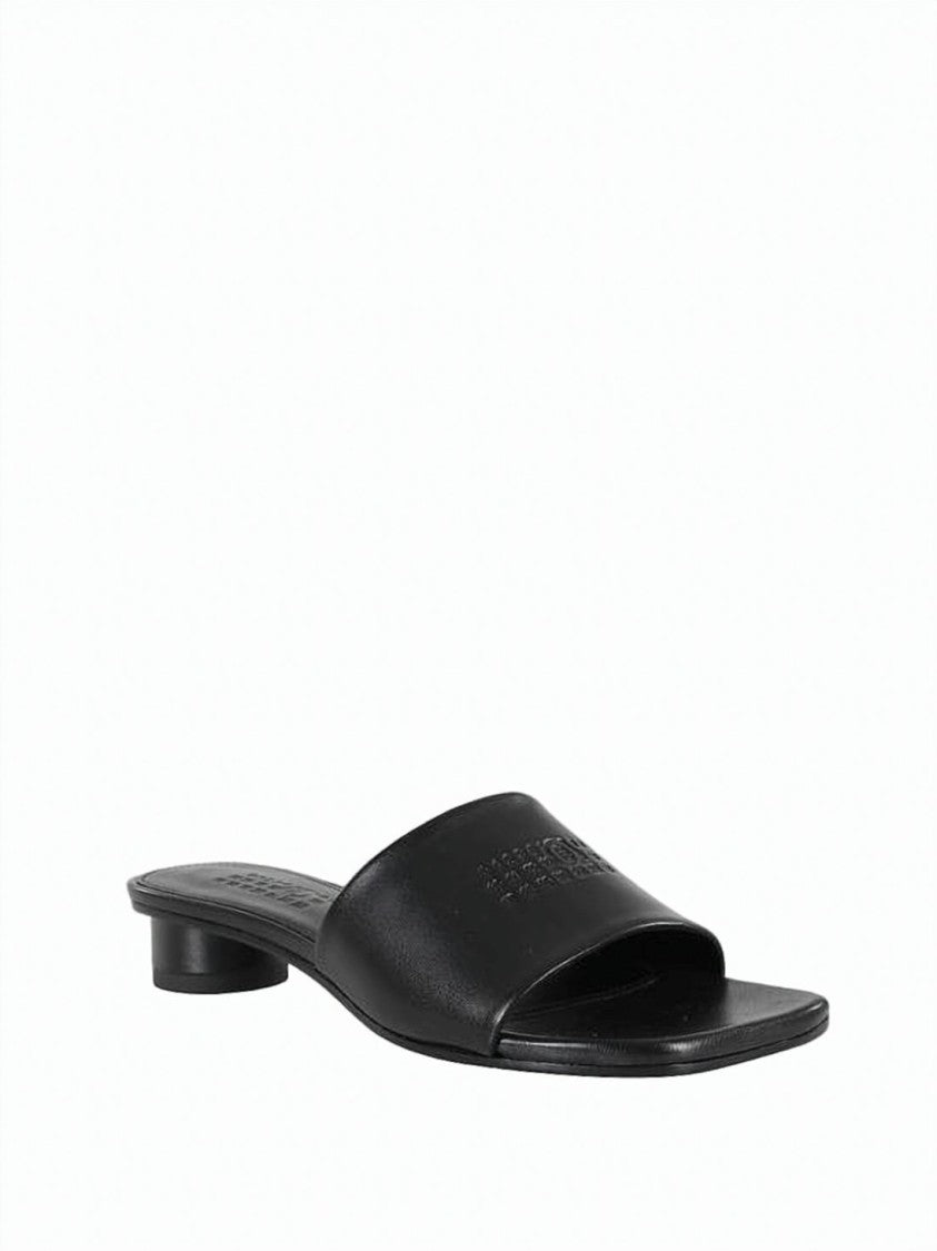 Mm6 By Maison Margiela Black Sandal With Low Cylindrical Heel
