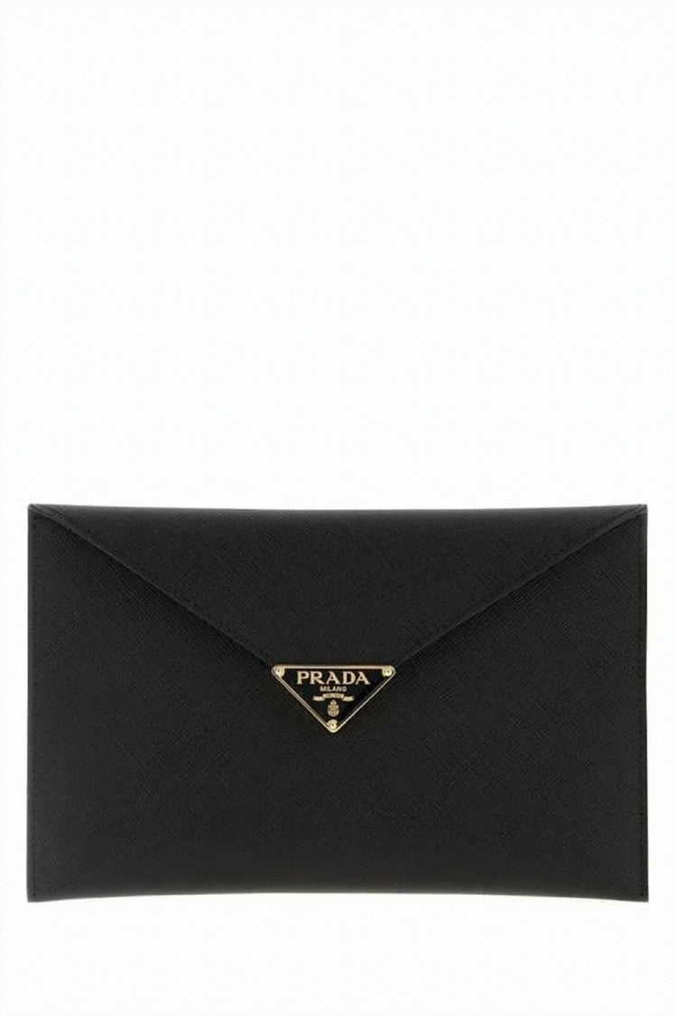 Prada Structured Calf Leather Clutch With Minimalist Design