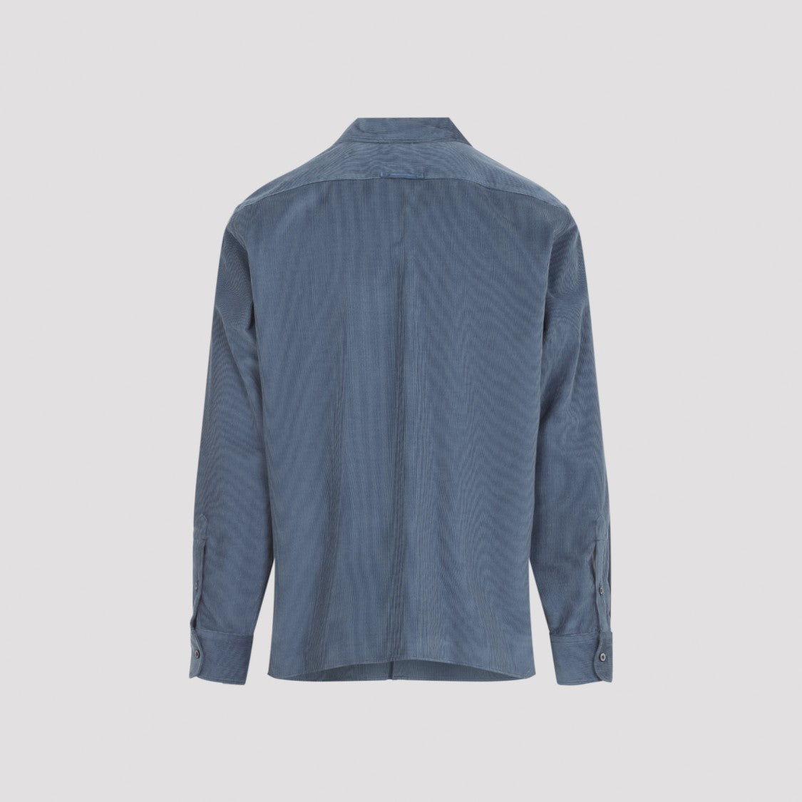 Berluti Blue Cotton Corduroy Shirt With Monogram Embroidery