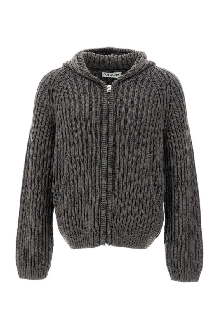 Our Legacy Green Level Ribbed Wool Zip Hoodie