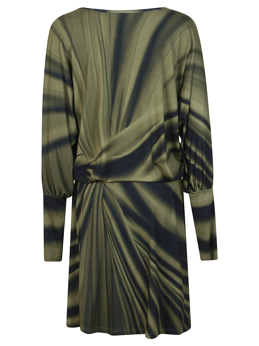 Alberta Ferretti Draped Mini Dress With Cinched Waist