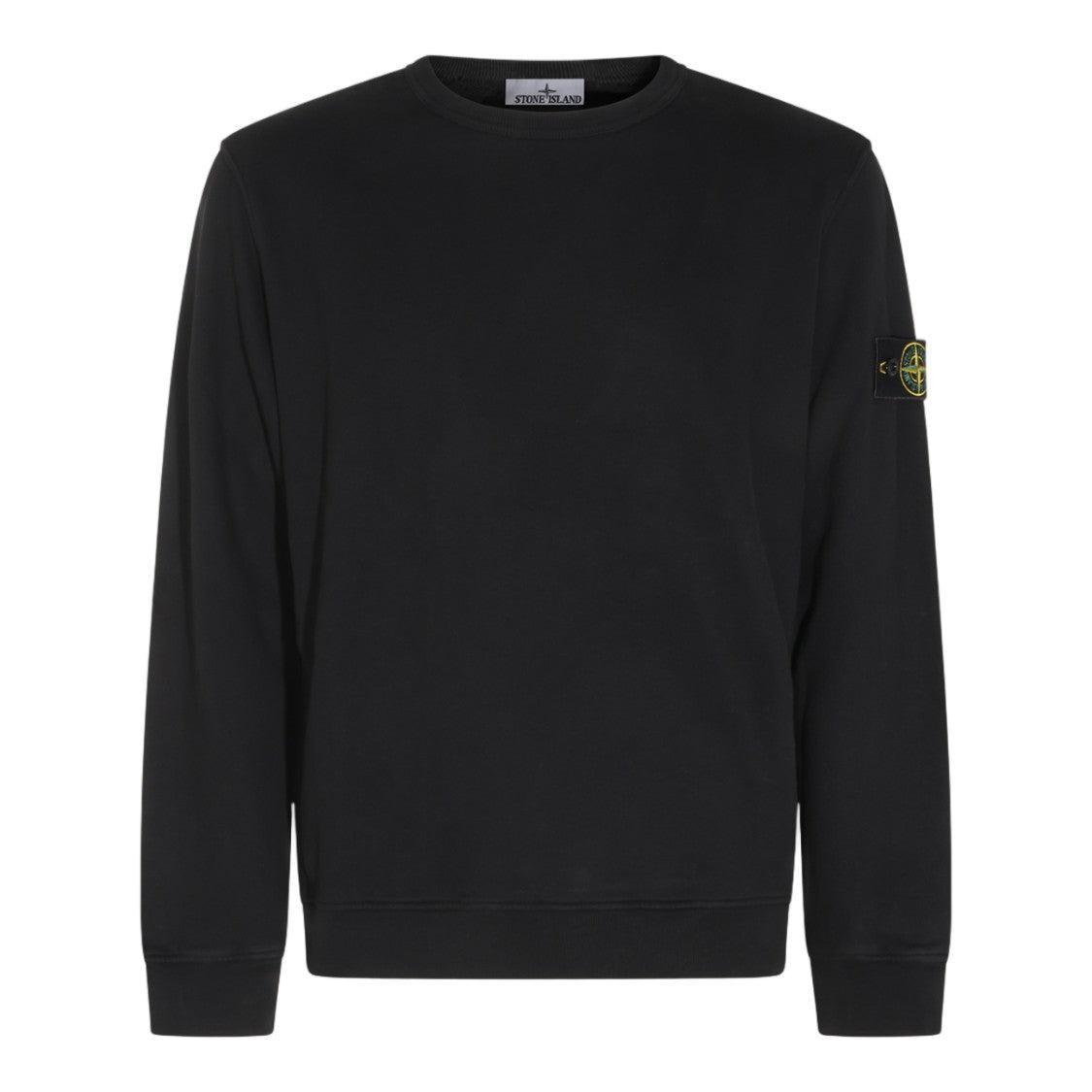 Stone Island Black Crewneck Sweater With Distinctive Logo Patch