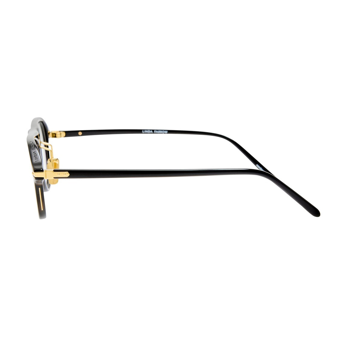 Linda Farrow Black Acetate Cat-Eye Eyeglasses With Gold Accents