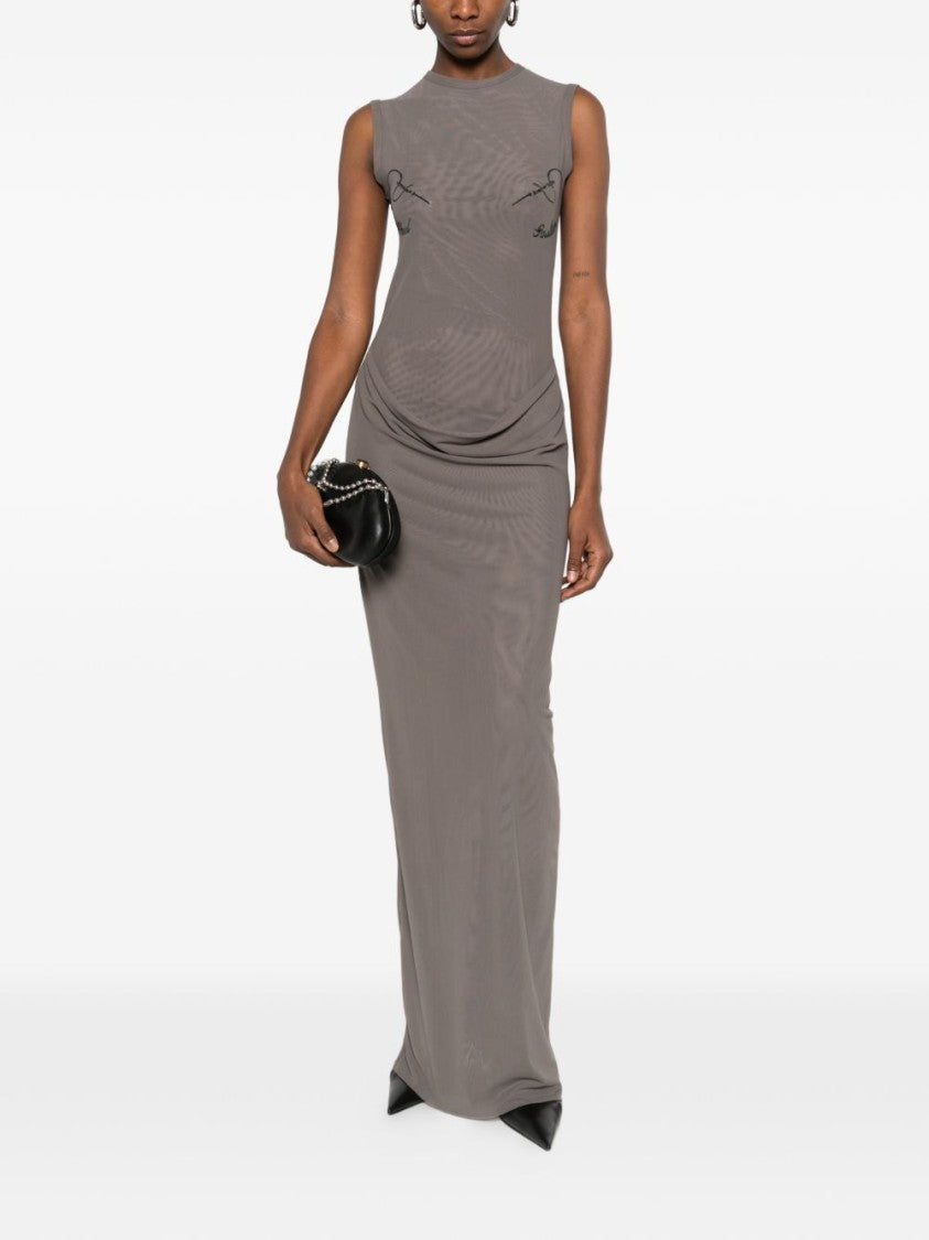 Jean Paul Gaultier Green Silk And Nylon Knit Dress