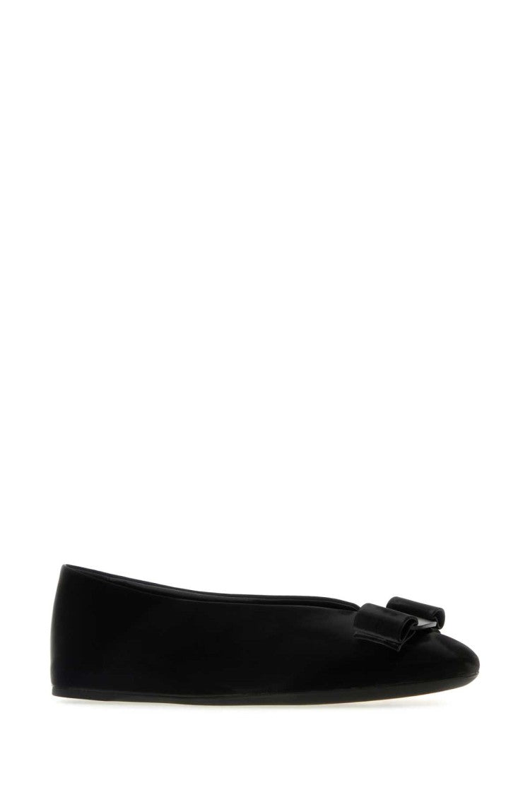 Salvatore Ferragamo Black Leather Vanna I Ballerinas