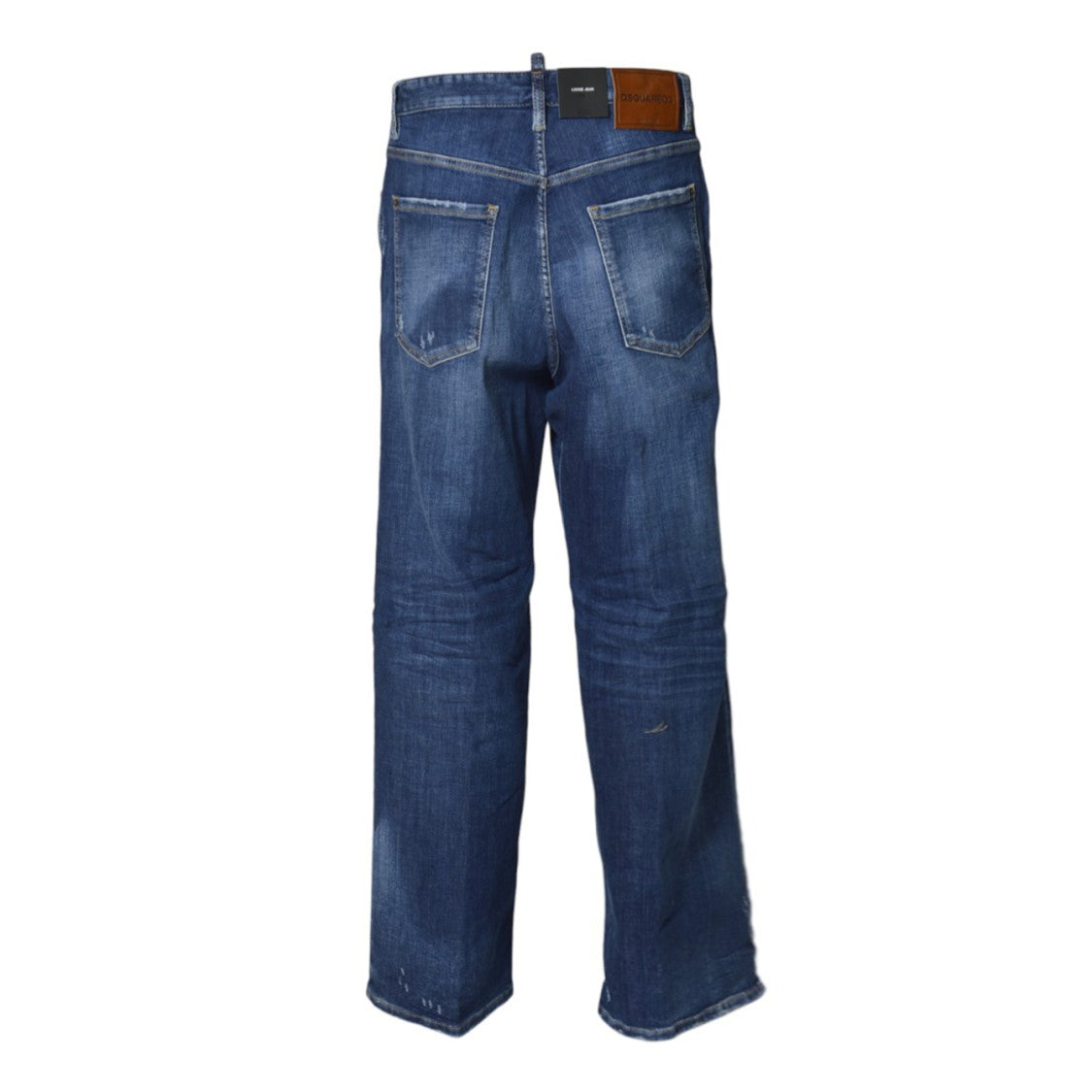 Dsquared2 Medium Blue Straight-Leg Denim Jeans With Distressed Details