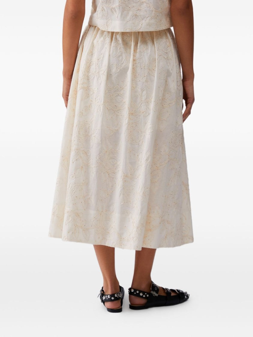 Liu Jo Neutrals Floral Jacquard Midi Skirt