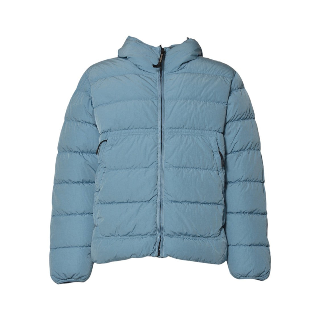 C.P. Company Puffer Jacket With Horizontal Quilted Stitching And High Collar