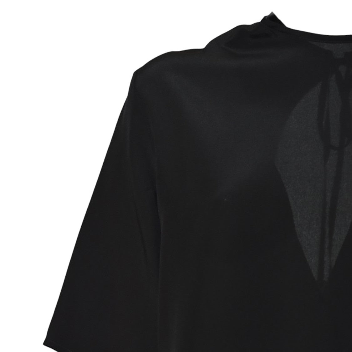 Covert Silk Blouse With Elbow-Length Sleeves And Oval Cutout