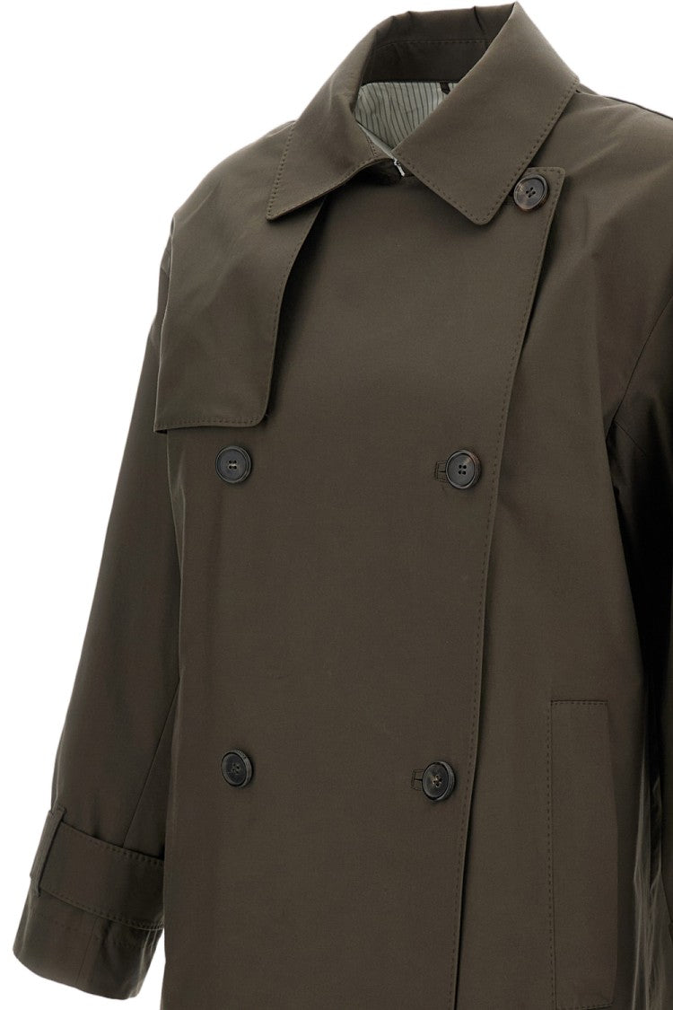 Max Mara Short Double-Breasted Camel Trench Coat With Classic Details