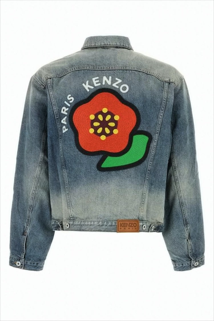 Kenzo Cropped Denim Jacket With Classic Button-Up Front