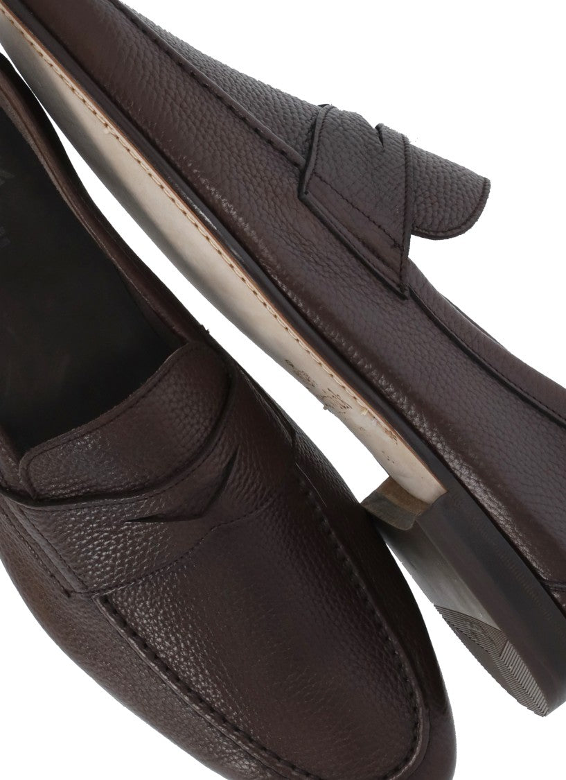 Berwick 1707 Brown Pebbled Leather Mask Loafers