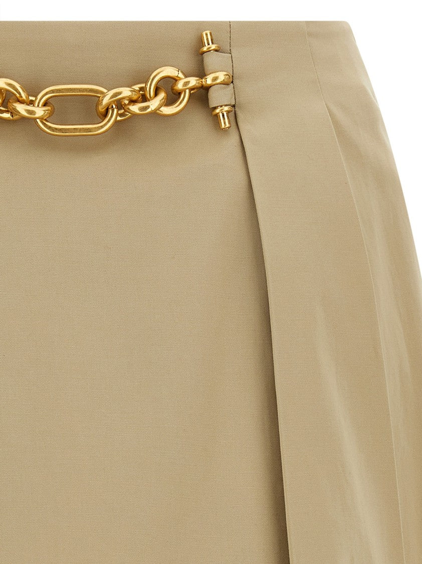 Balmain Flared Pleated Mini Skirt With Antiqued Chain Detail