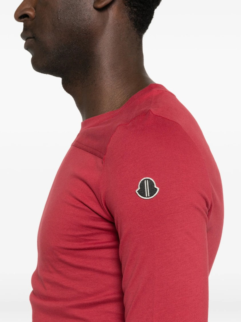 Moncler X Rick Owens Red Knitted Girder Long-Sleeve T-Shirt