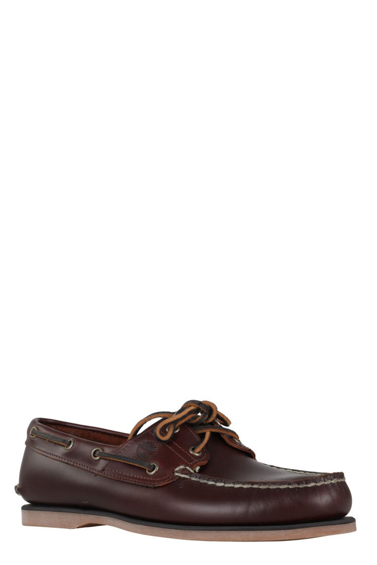 Timberland Brown Classic Boat Exposed Stitching Leather Boat Shoes