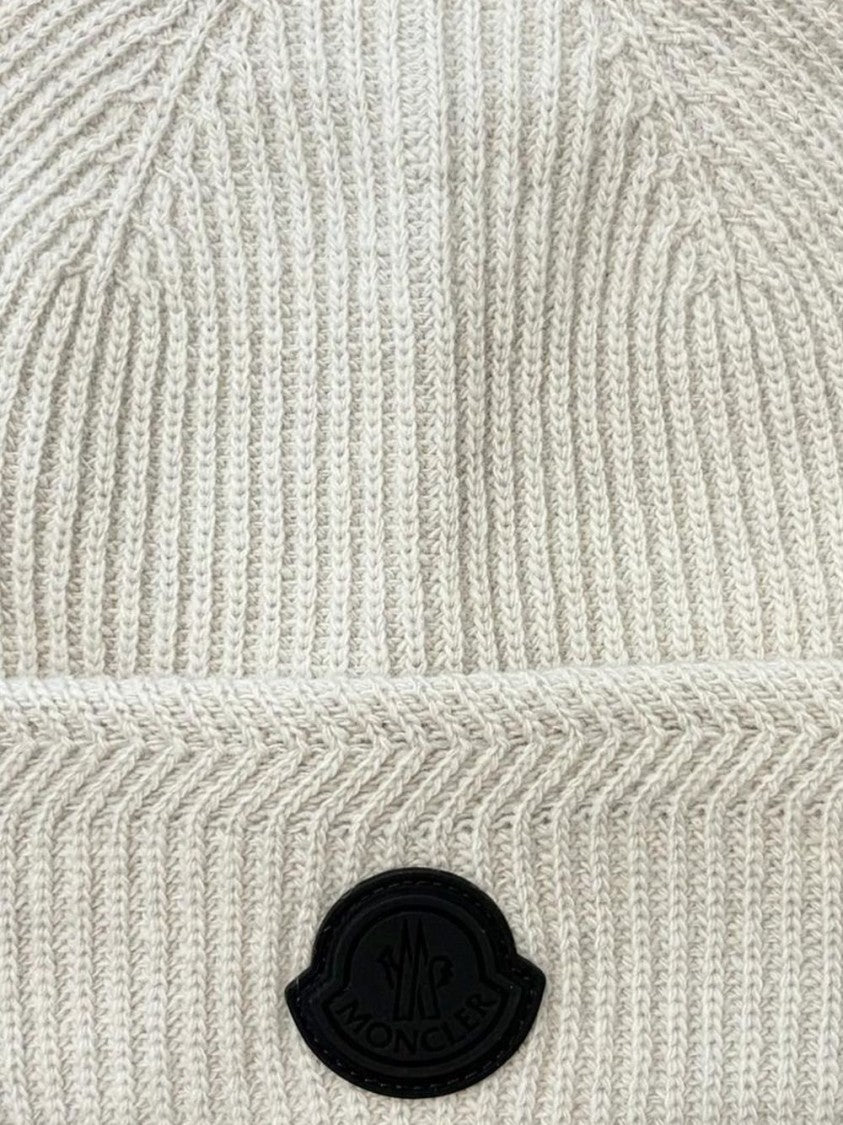 Moncler Black Ribbed Knit Folded Cuff Hat