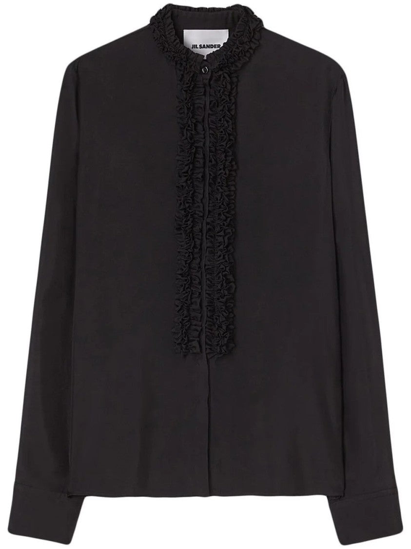 Jil Sander Ruffled Front Placket Long Sleeve Shirt