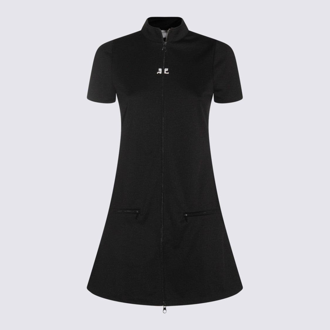 Courrèges Black Midi Dress With High Collar